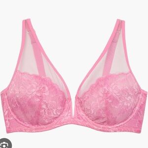 SAVAGE X FENTY PINK LACE AND MESH BRA 38D